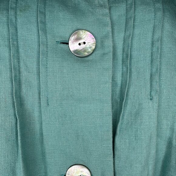 Orvis 100% Linen Jacket Sz 8 Womens Full Button Pleated Large Buttons Beach - Picture 6 of 9